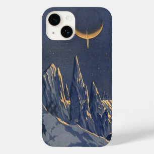 Vintage Science Fiction, Crescent Moon Snow Planet Case-Mate iPhone 14 Case
