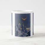 Vintage Science Fiction, Crescent Moon Snow Planet Large Coffee Mug