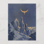 Vintage Science Fiction, Crescent Moon Snow Planet Postcard
