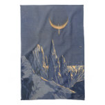 Vintage Science Fiction, Crescent Moon Snow Planet Towel