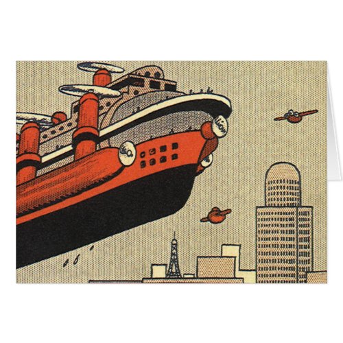 Vintage Science Fiction Cruise Ship Helicopter