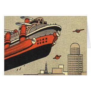 Vintage Science Fiction Cruise Ship Helicopter Cards