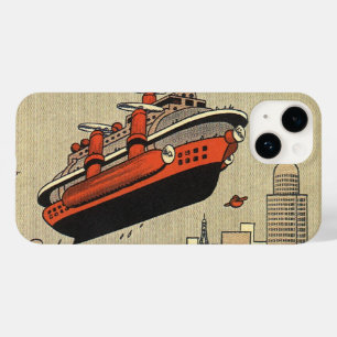 Vintage Science Fiction Cruise Ship Helicopter Case-Mate iPhone 14 Case
