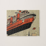 Vintage Science Fiction Cruise Ship Helicopter Jigsaw Puzzle