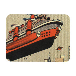 Vintage Science Fiction Cruise Ship Helicopter Magnet