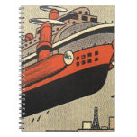 Vintage Science Fiction Cruise Ship Helicopter Notebook