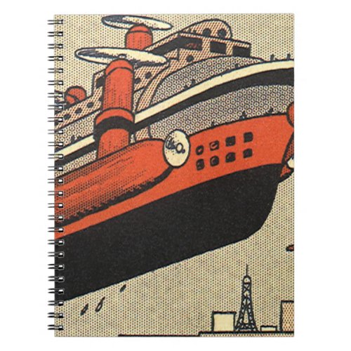 Vintage Science Fiction Cruise Ship Helicopter Notebook