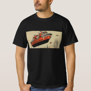 Vintage Science Fiction Cruise Ship Helicopter T-Shirt