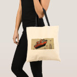 Vintage Science Fiction Cruise Ship Helicopter Tote Bag