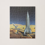 Vintage Science Fiction Desert Planet with Rockets Jigsaw Puzzle