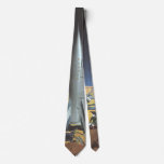 Vintage Science Fiction Desert Planet with Rockets Neck Tie