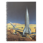 Vintage Science Fiction Desert Planet with Rockets Notebook