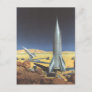 Vintage Science Fiction Desert Planet with Rockets Postcard