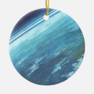 Vintage Science Fiction, Earth at Night with Stars Ceramic Ornament