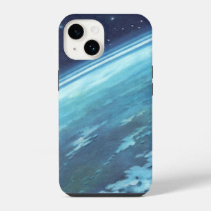 Vintage Science Fiction, Earth at Night with Stars iPhone 14 Case