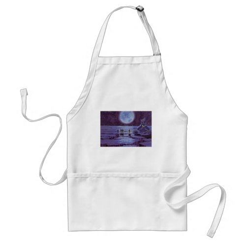 Vintage Science Fiction Earth Rover Aliens on Moon Adult Apron