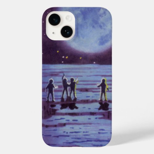 Vintage Science Fiction Earth Rover Aliens on Moon Case_Mate iPhone 14 Case