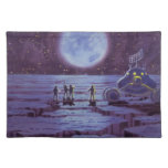 Vintage Science Fiction Earth Rover Aliens on Moon Cloth Placemat