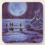 Vintage Science Fiction Earth Rover Aliens on Moon Coaster