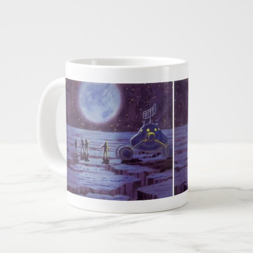 Vintage Science Fiction Earth Rover Aliens on Moon Giant Coffee Mug