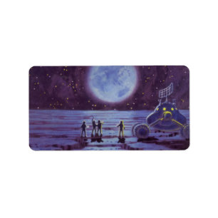 Vintage Science Fiction Earth Rover Aliens on Moon Label