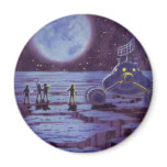 Vintage Science Fiction Earth Rover Aliens on Moon Magnet