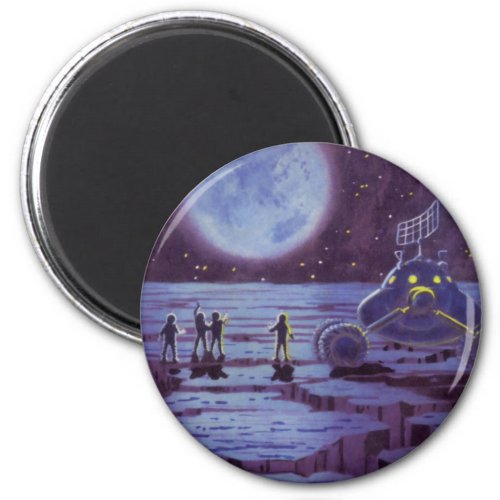 Vintage Science Fiction Earth Rover Aliens on Moon Magnet