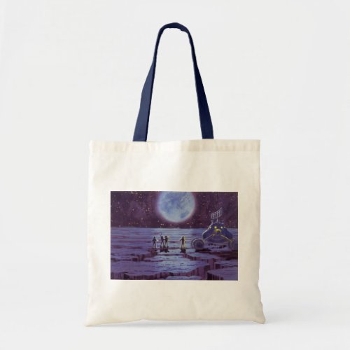 Vintage Science Fiction Earth Rover Aliens on Moon Tote Bag