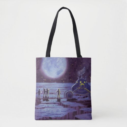 Vintage Science Fiction Earth Rover Aliens on Moon Tote Bag