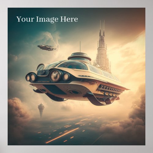 Vintage Science Fiction Flying Cars Poster