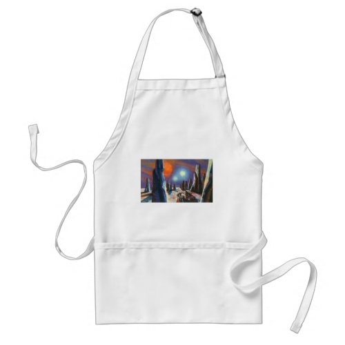 Vintage Science Fiction Foreign Planet with Aliens Adult Apron