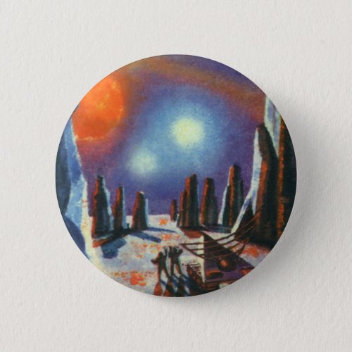 Vintage Science Fiction Foreign Planet with Aliens Button
