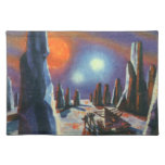 Vintage Science Fiction Foreign Planet with Aliens Cloth Placemat