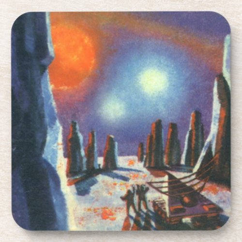 Vintage Science Fiction Foreign Planet with Aliens Coaster