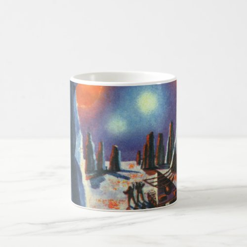 Vintage Science Fiction Foreign Planet with Aliens Coffee Mug