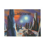 Vintage Science Fiction Foreign Planet with Aliens Doormat
