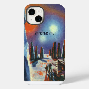 Vintage Science Fiction Foreign Planet with Aliens iPhone 14 Case