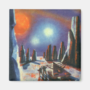 Vintage Science Fiction Foreign Planet with Aliens Magnet