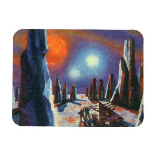 Vintage Science Fiction Foreign Planet with Aliens Magnet