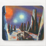 Vintage Science Fiction Foreign Planet with Aliens Mouse Pad