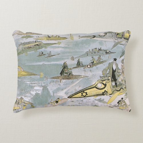 Vintage Science Fiction Futuristic Cars Taxi Cabs Accent Pillow