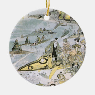 Vintage Science Fiction Futuristic Cars, Taxi Cabs Ceramic Ornament