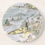 Vintage Science Fiction Futuristic Cars, Taxi Cabs Drink Coaster