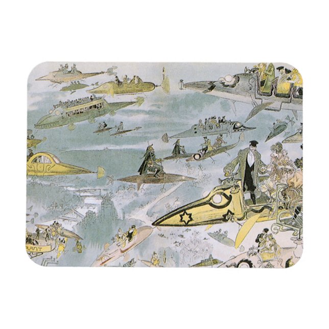 Vintage Science Fiction Futuristic Cars, Taxi Cabs Magnet (Horizontal)
