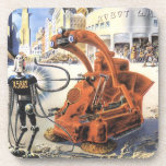 Vintage Science Fiction Futuristic City Alien Wars Beverage Coaster