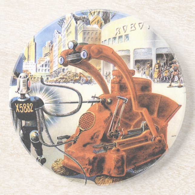 Vintage Science Fiction Futuristic City Alien Wars Coaster (Front)