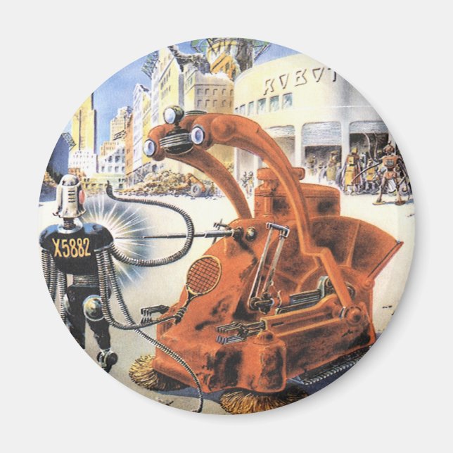 Vintage Science Fiction Futuristic City Alien Wars Magnet (Front)