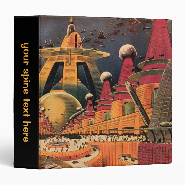 Vintage Science Fiction Futuristic City Flying Car Binder (Front/Spine)