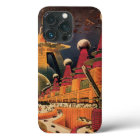 Vintage Science Fiction Futuristic City Flying Car