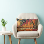 Vintage Science Fiction Futuristic City Flying Car Lumbar Pillow